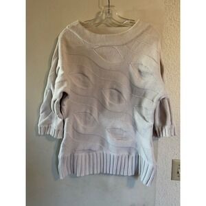 Anne Klein Womens Beige Knit Sweater 3/4 Sleeve Boat‎ Neck Pattern Large Costal